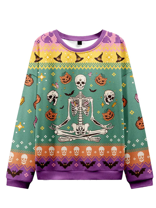 Women's Skeleton Print Halloween Ugly Sweatshirt