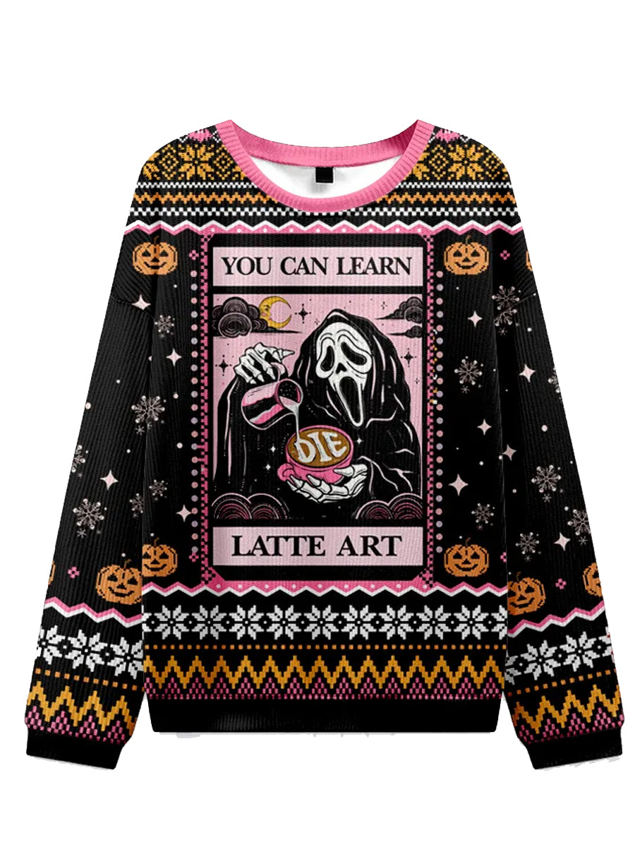 Women's Scream Face Halloween Ugly Sweatshirt