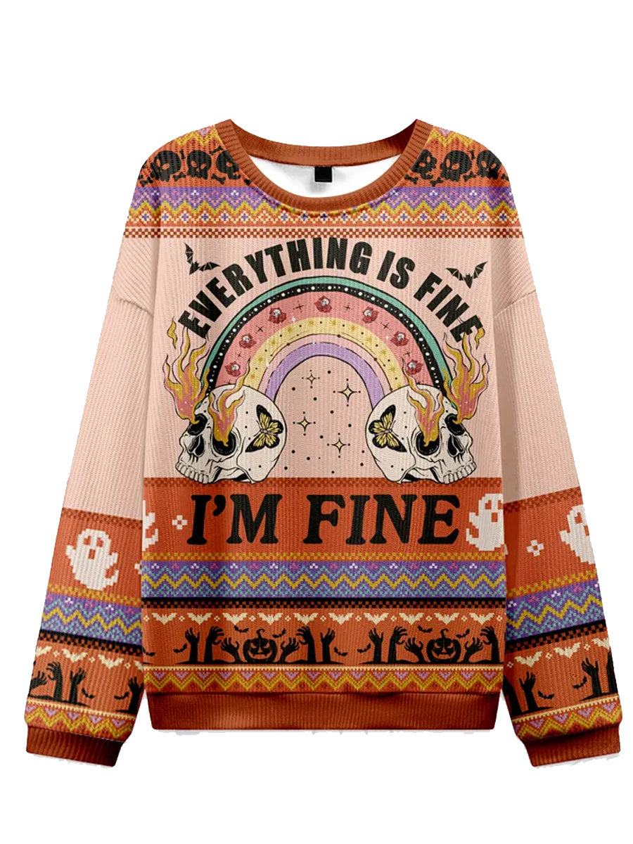 Women's I‘m Fine Everything Is Fine Halloween Ugly Sweatshirt