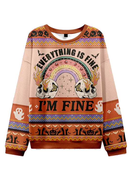 Women's I‘m Fine Everything Is Fine Halloween Ugly Sweatshirt