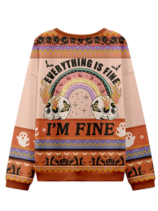 Women's I‘m Fine Everything Is Fine Halloween Ugly Sweatshirt