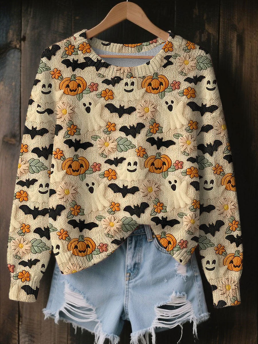 Women's Halloween Pumpkin Print Casual Top