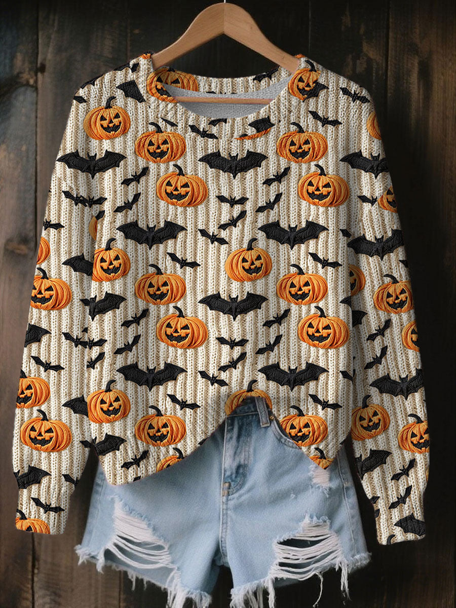 Women's Halloween Pumpkin Print Casual Top