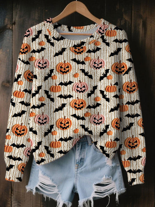 Women's Halloween Pumpkin Print Casual Top