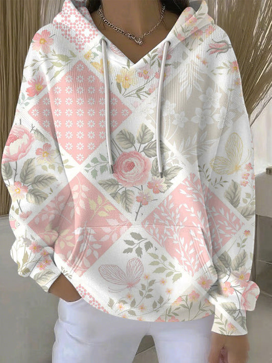 Women's Breast Cancer Pink Print Casual Hoodie