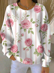 Women's Breast Cancer Pink Print Casual Sweatshirt