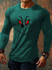 Men's Funny Classic Christmas Character Print Casual Long Sleeve Top