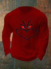 Men's Funny Classic Christmas Character Print Casual  Waffle Long Sleeve T-Shirt