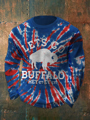 Men's Buffalo Football Lover Printed Waffle  T-Shirt