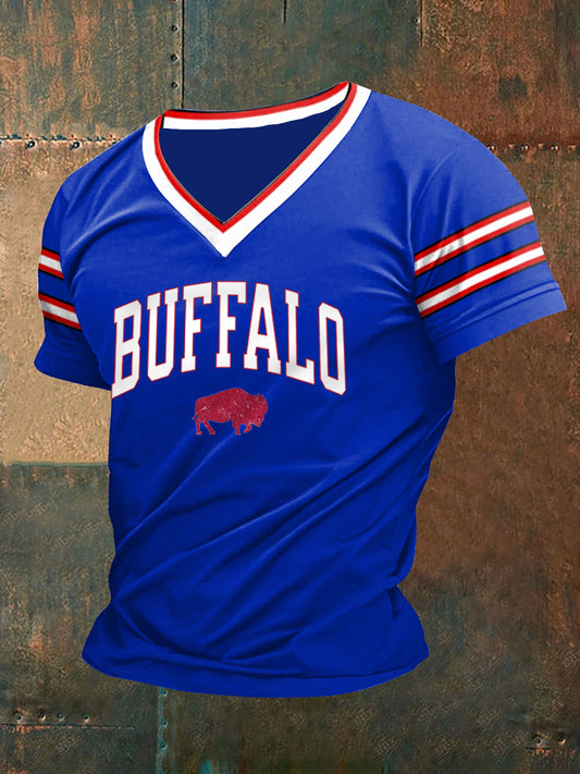 Men's Football Fans Lovers Gameday Casual V-Neck Tee