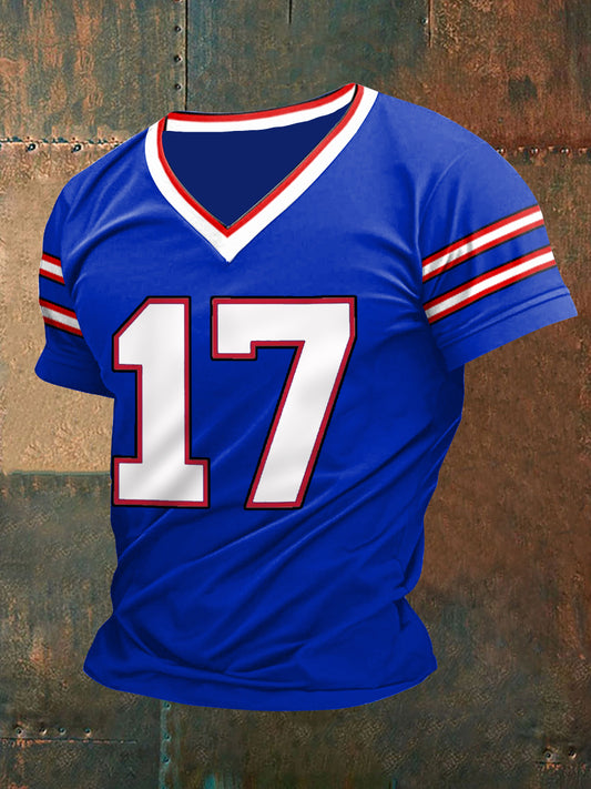 Men's Football Fans Lovers Gameday Casual V-Neck Tee