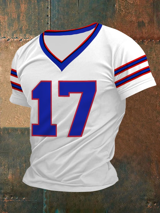 Men's Football Fans Lovers Gameday Casual V-Neck Tee
