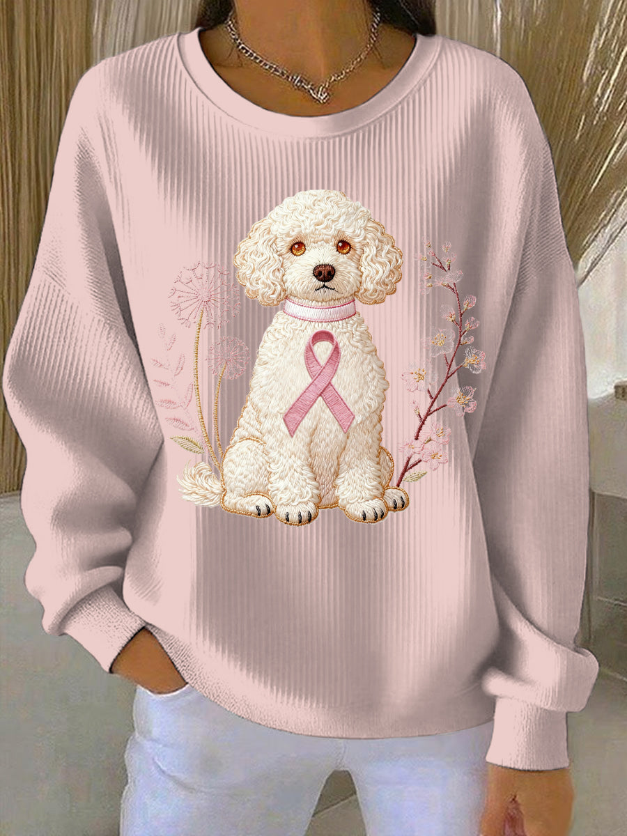 Women's Breast Cancer Pink Print Casual Sweatshirt