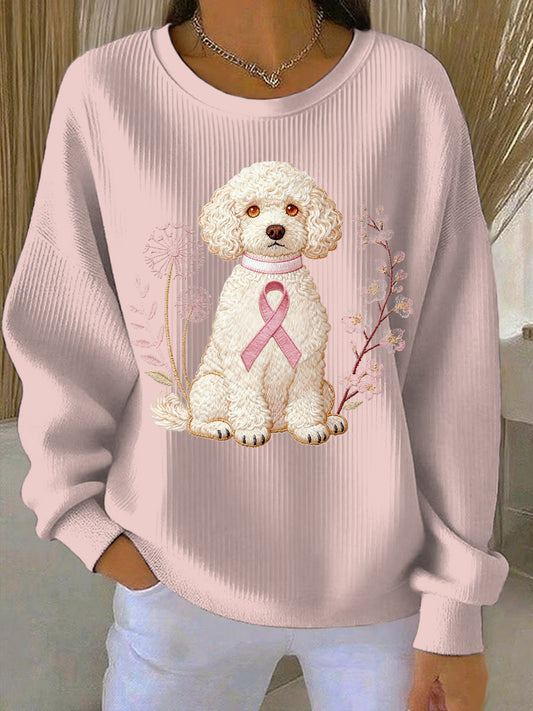 Women's Breast Cancer Pink Print Casual Sweatshirt