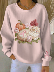 Women's Breast Cancer Pink Print Casual Sweatshirt