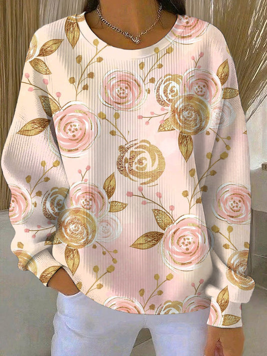 Women's Breast Cancer Pink Print Casual Sweatshirt