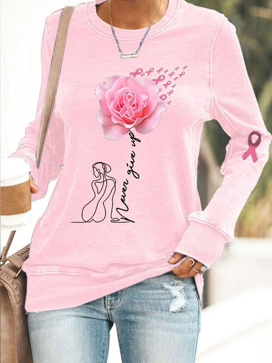 Women's Breast Cancer Awareness Print Sweatshirt