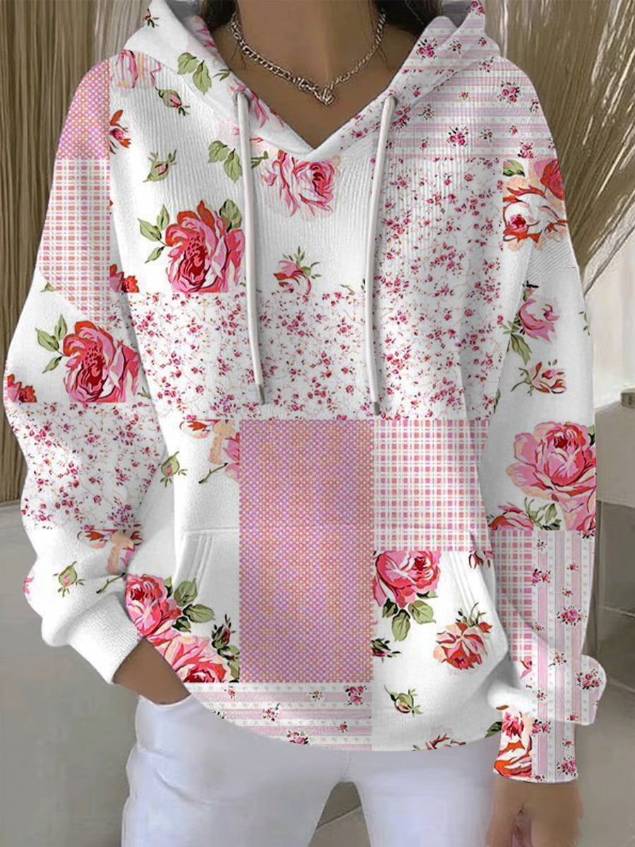 Women's Breast Cancer Pink Print Casual Hoodie