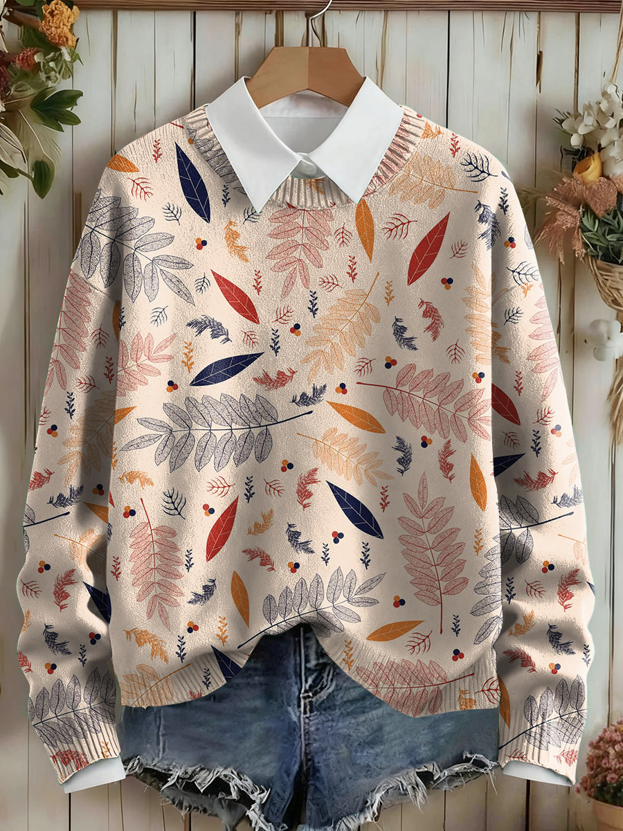 Women's Cozy Season Autumn Pattern Print Sweater