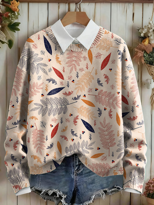 Women's Cozy Season Autumn Pattern Print Sweater