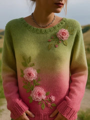 Women's Vintage Art Floral Print Sweatshirt