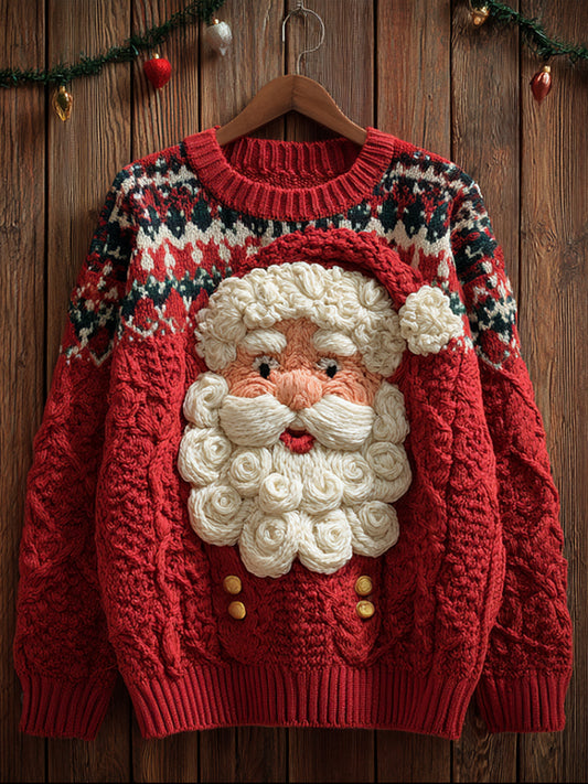 Women's Vintage Christmas Santa Claus Print Casual Sweatshirt