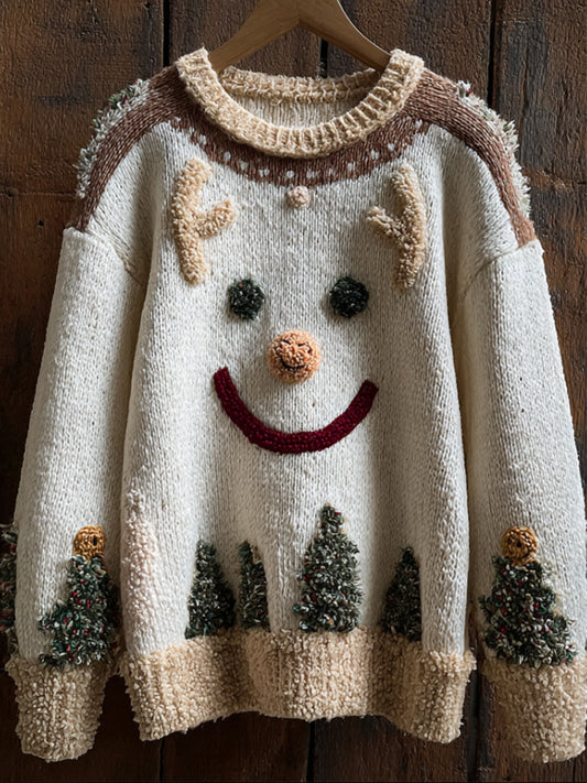 Women's Vintage Christmas  Art  Print Casual Sweatshirt