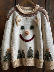 Women's Vintage Christmas  Art  Print Casual Sweatshirt