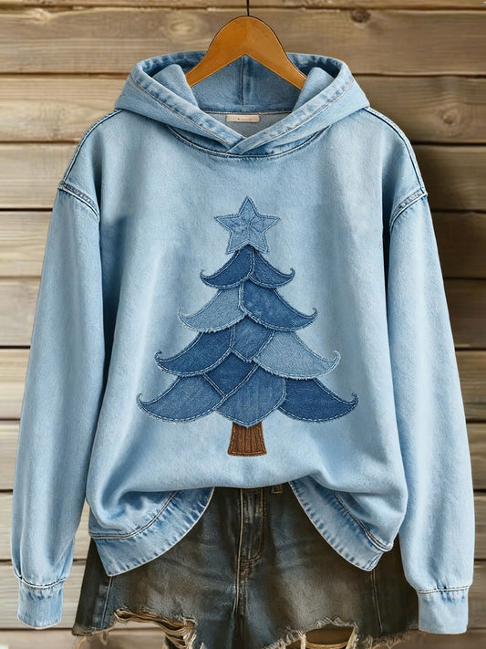 Women's Christmas Tree Print Casual Hoodie