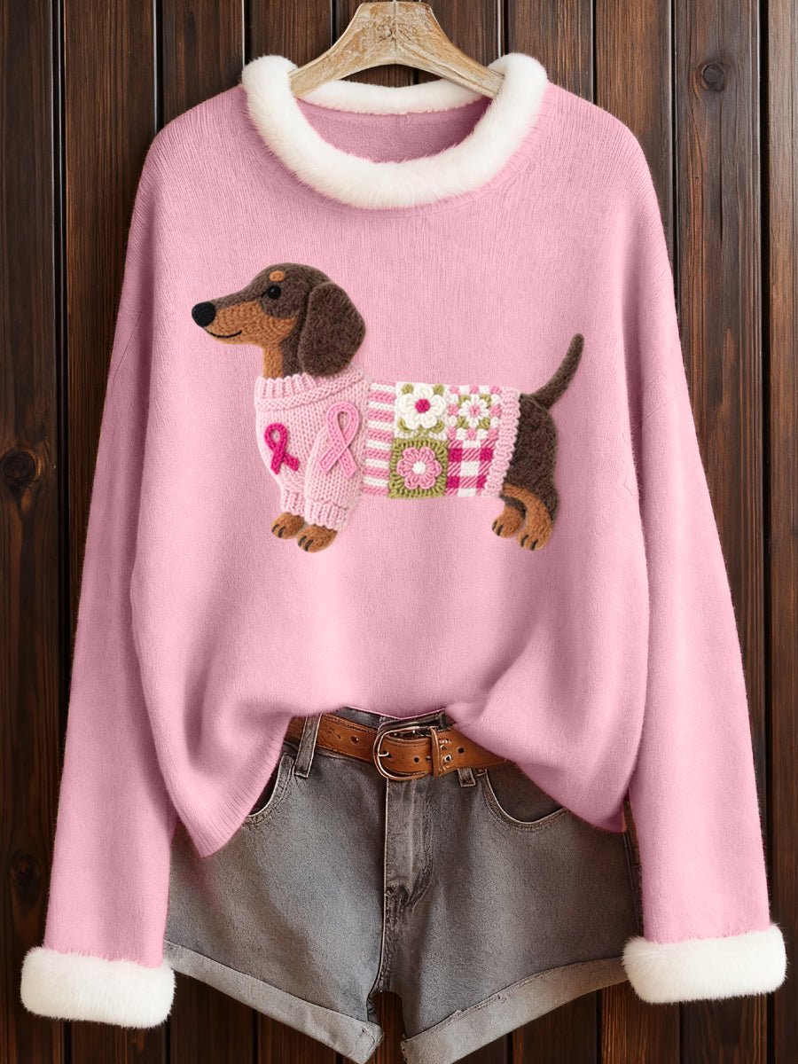 Women's Lovely Dachshund Felt Art Cozy Furry Top