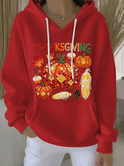 Women's Thanksgiving Print Casual Hoodie