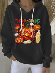 Women's Thanksgiving Print Casual Hoodie