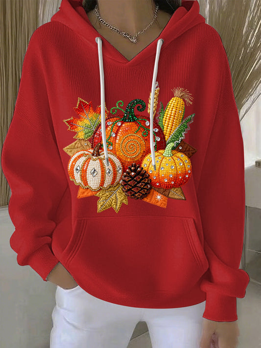 Women's Thanksgiving Print Casual Hoodie