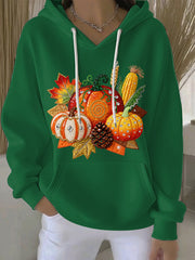 Women's Thanksgiving Print Casual Hoodie