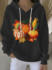 Women's Thanksgiving Print Casual Hoodie
