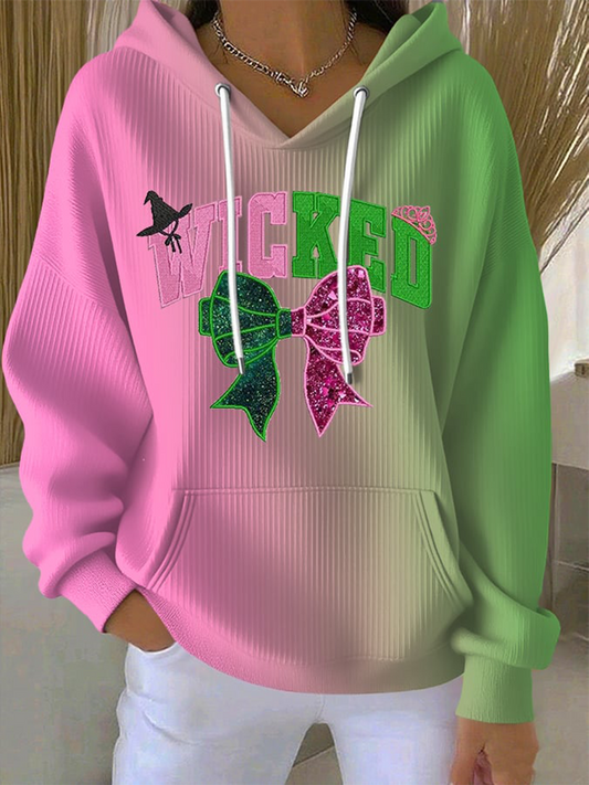 Women's Retro Witch Print Casual Hoodie