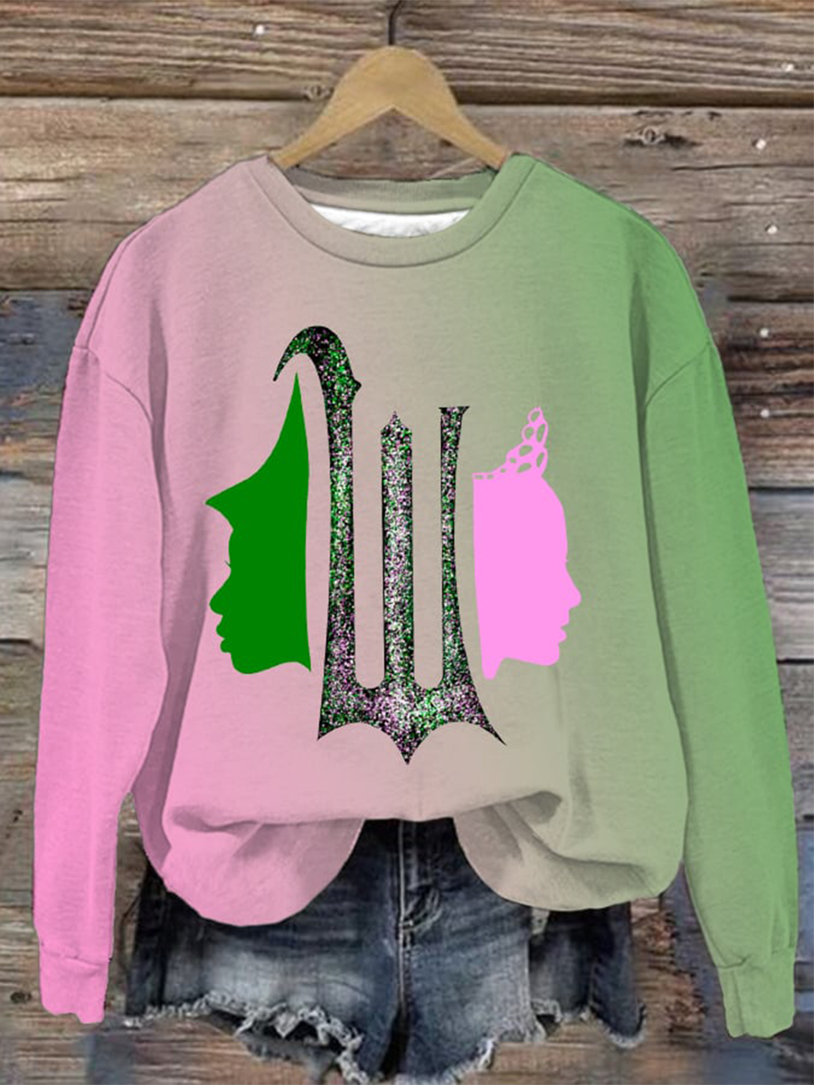 Women's Retro Witch Print Sweatshirt