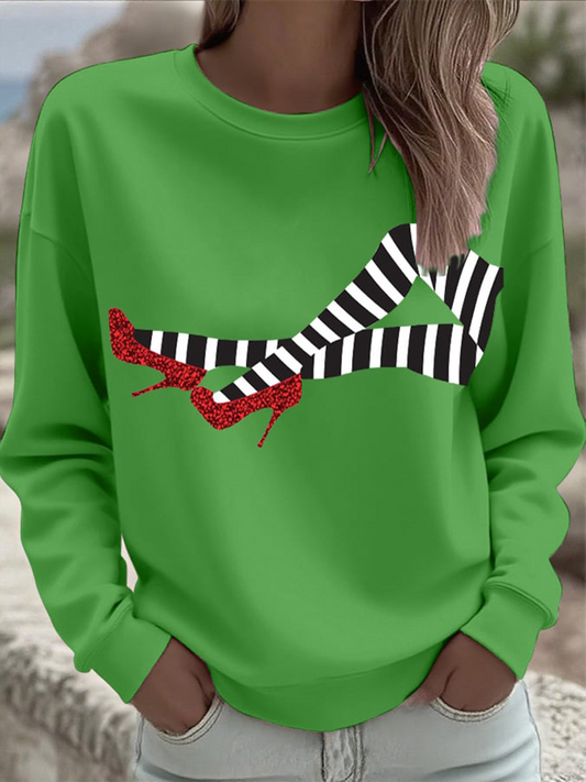 Women's Retro Witch Legs Print Sweatshirt