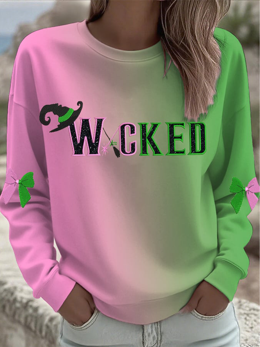 Women's Retro Witch Print Sweatshirt