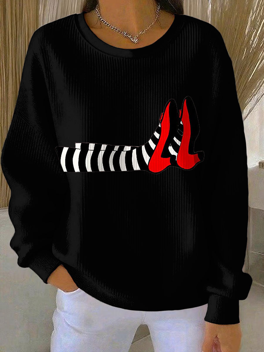 Women's Witch Legs Print Casual Sweatshirt