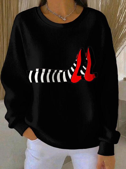 Women's Witch Legs Print Casual Sweatshirt