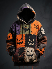 Women's Halloween patchwork print hoodie