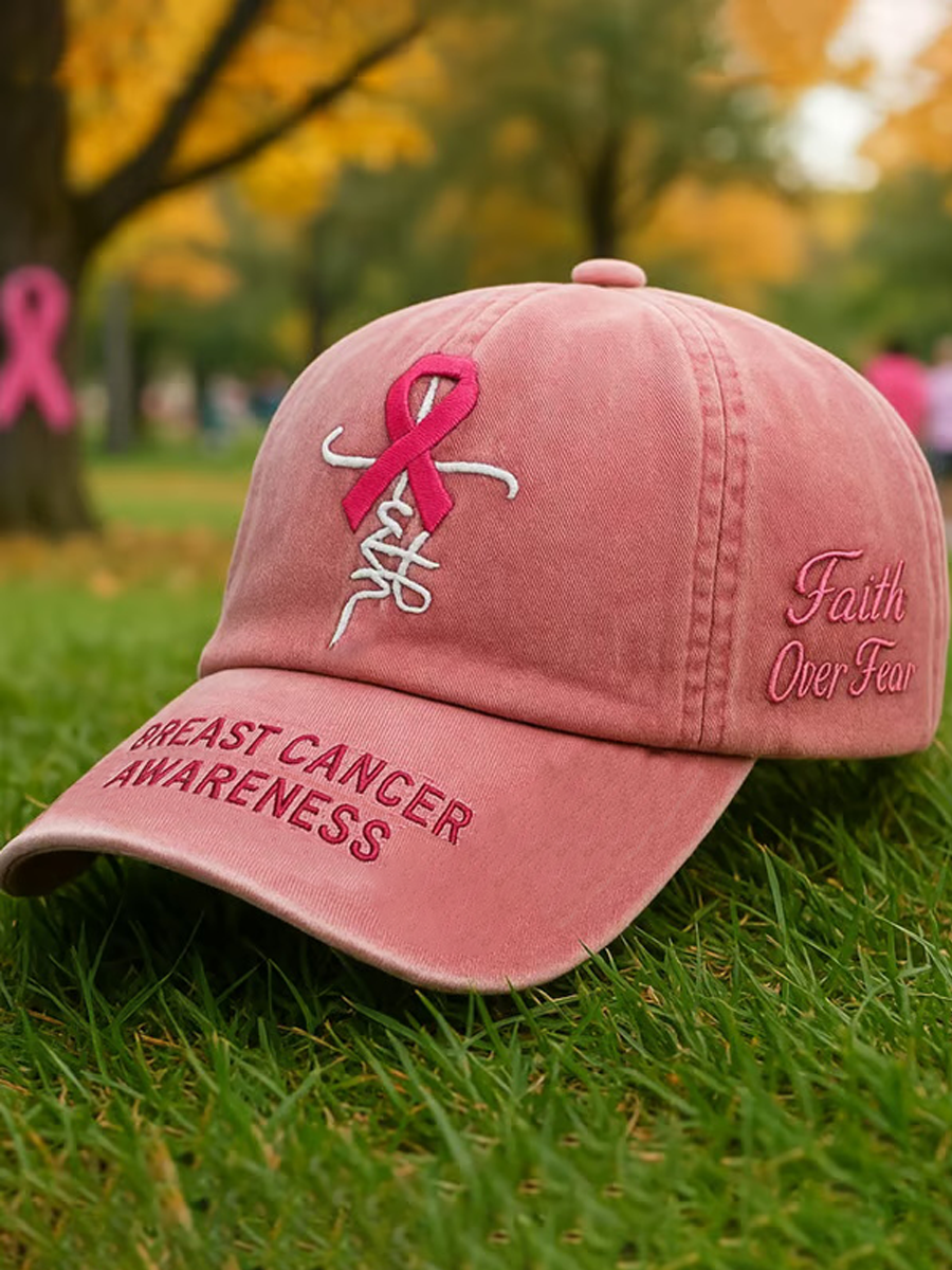 Breast Cancer Awareness Pink Ribbon Print Unisex Hat