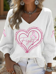 Women's Breast Cancer Awareness V-neck Tops