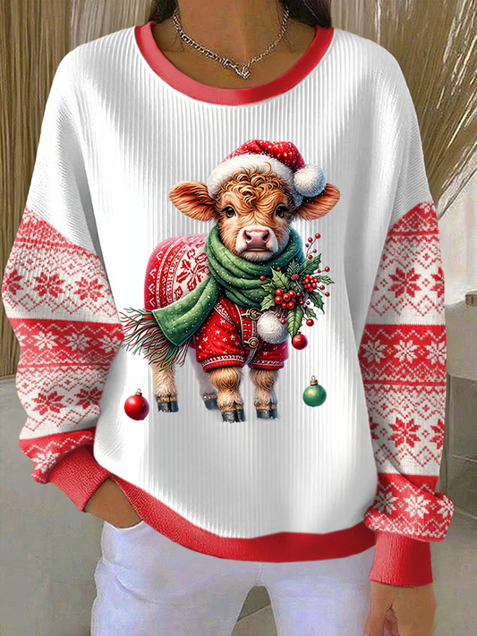 Women's Christmas Highland Cattle  Printed Tops