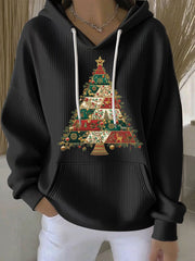 Women's Christmas Tree Print Casual Hoodie