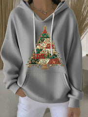 Women's Christmas Tree Print Casual Hoodie