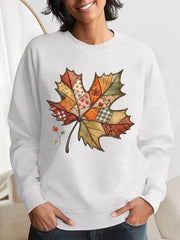 Women's Thanksgiving Fall Leaves Print Sweatshirt