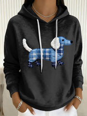 Women's Dog Art Print Drawstring Hoodie