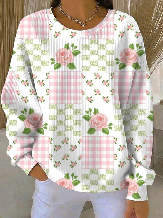 Women's Breast Cancer Pink Print Casual Sweatshirt